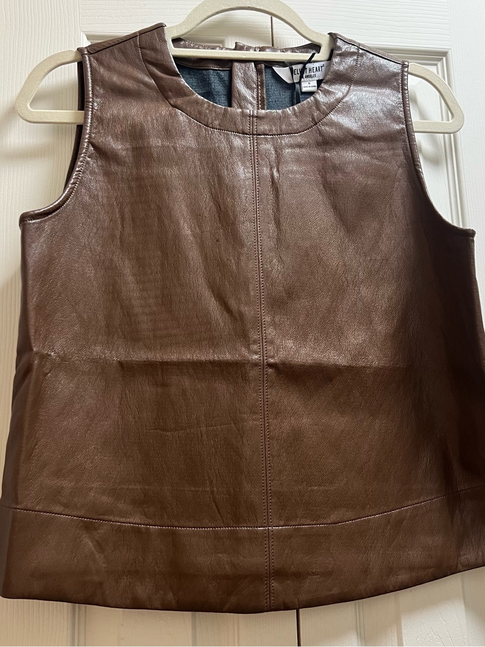 Velvet Heart Brown Leather-Look Sleeveless top